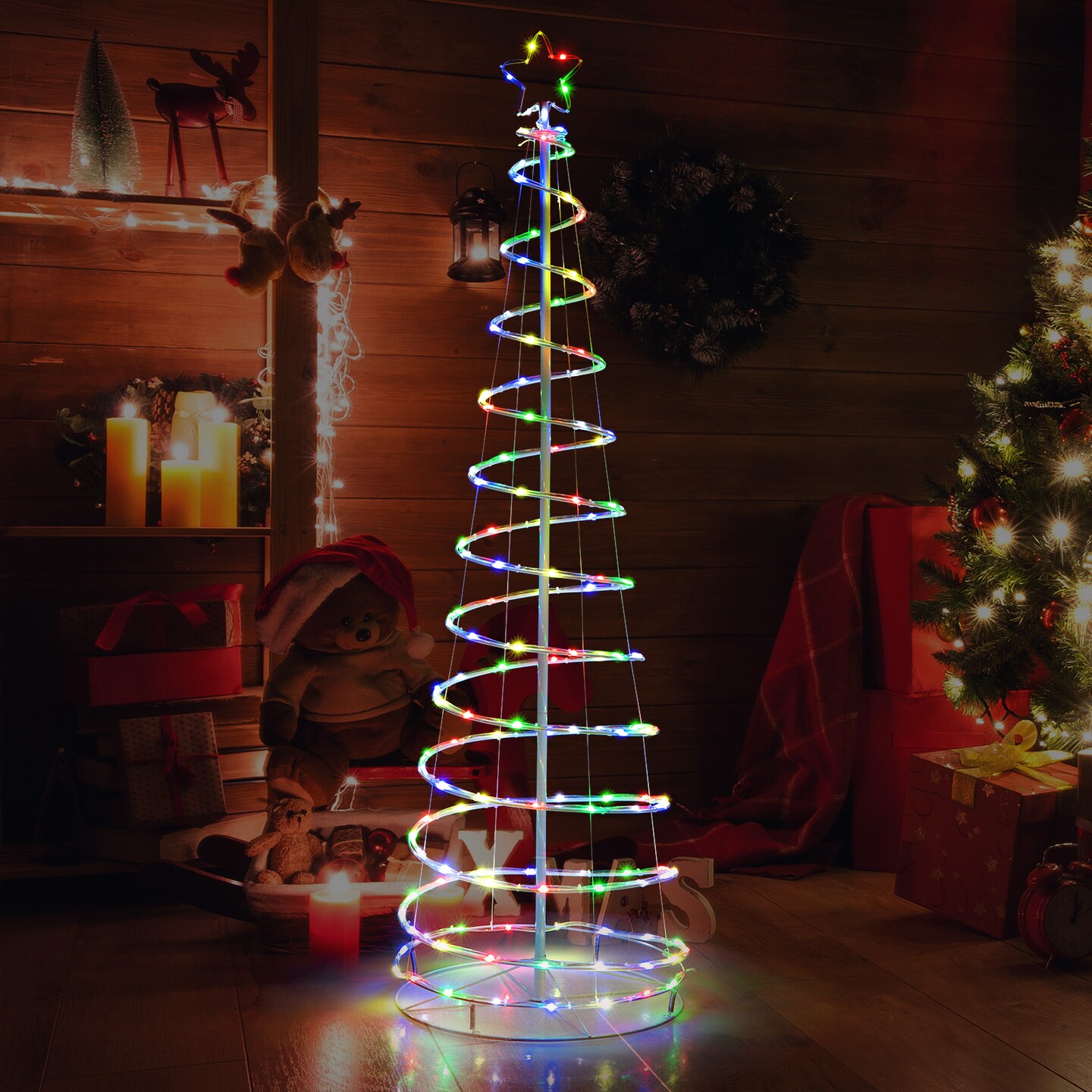 6 Feet Light Up Spiral Christmas Tree With Tree Top Star-white