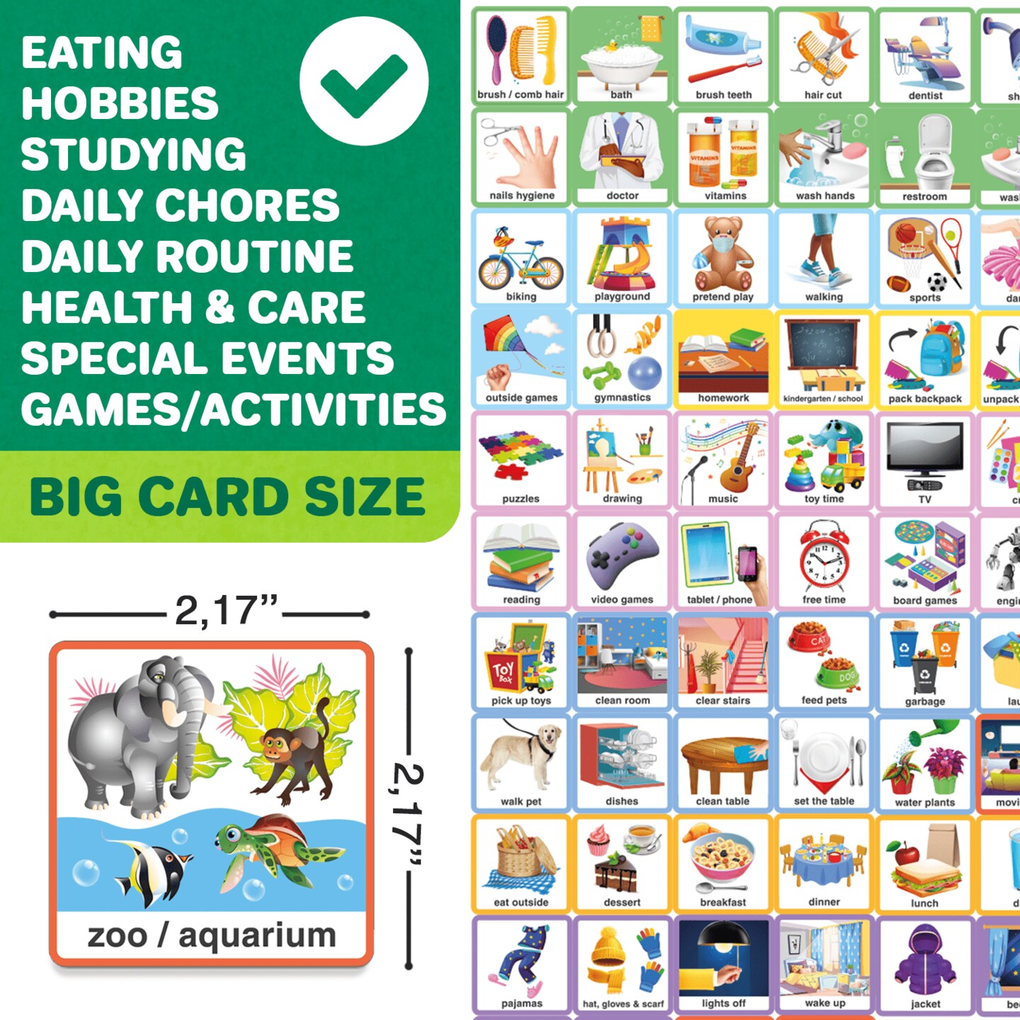 QUOKKA 95 Reward Chore Chart Cards for Kids - Toys for Autistic Children Age 5-7 ADHD Tools - Behavior Visual Schedule for Toddler at Home - Routine Responsibility Board Autism Learning Materials