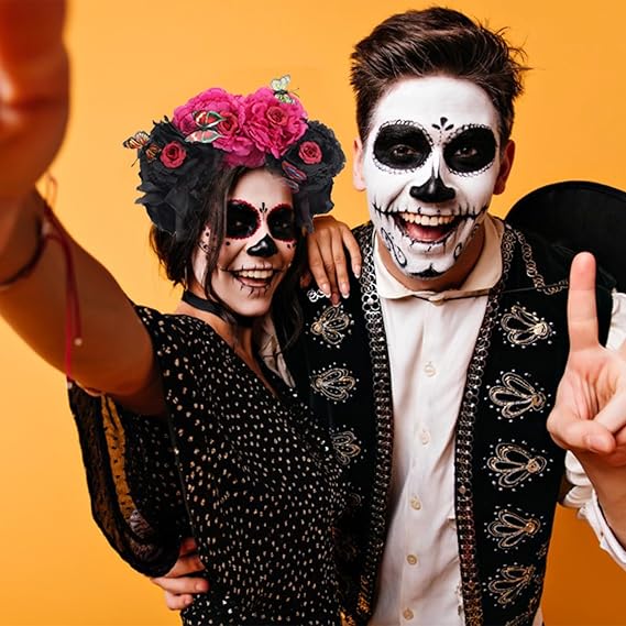 Mexican Flower Crown Headband, Day of the Dead Headpiece