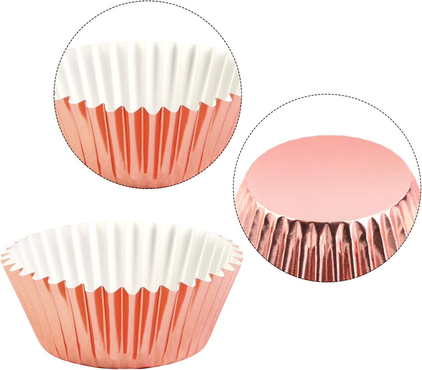 100 Pieces Foil Metallic Cupcake Liners Muffin Wrappers Foil Baking Cups Muffin Paper Cases