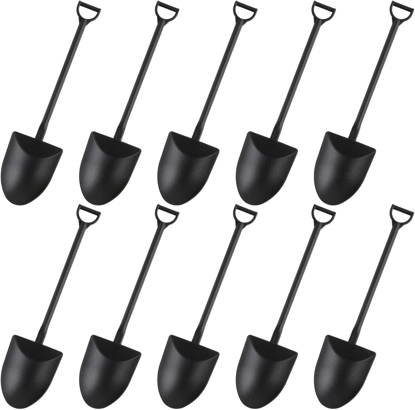 100 Pcs Plastic Mini Shovel Shape Spoons,Black Disposable Cute Shovel Dessert Spoons for Halloween Party Ice Cream Yogurt Pudding