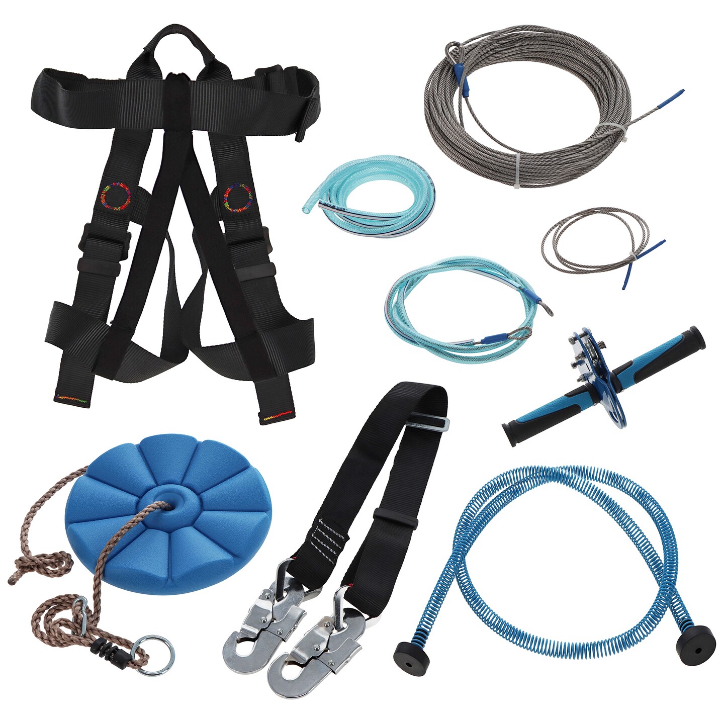 Get Out! Zip Line 110ft Zipline Kit with Harness Trolley Brake Seat for Backyard