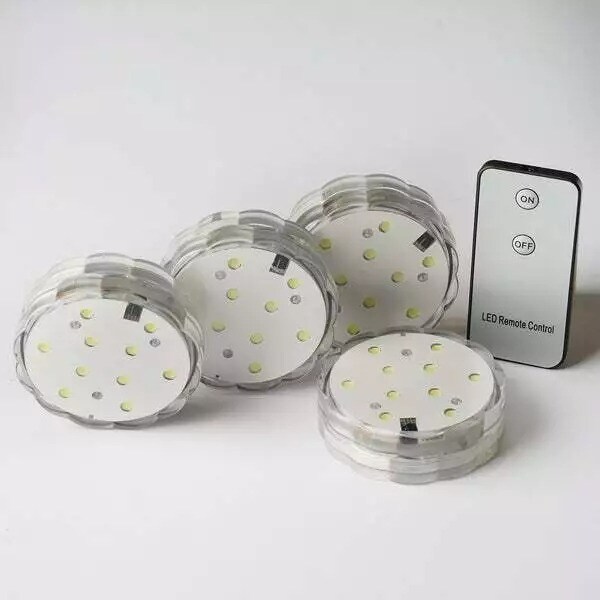 4 White LED Vase Lights Remote Control Party Events Home Decorations Supplies
