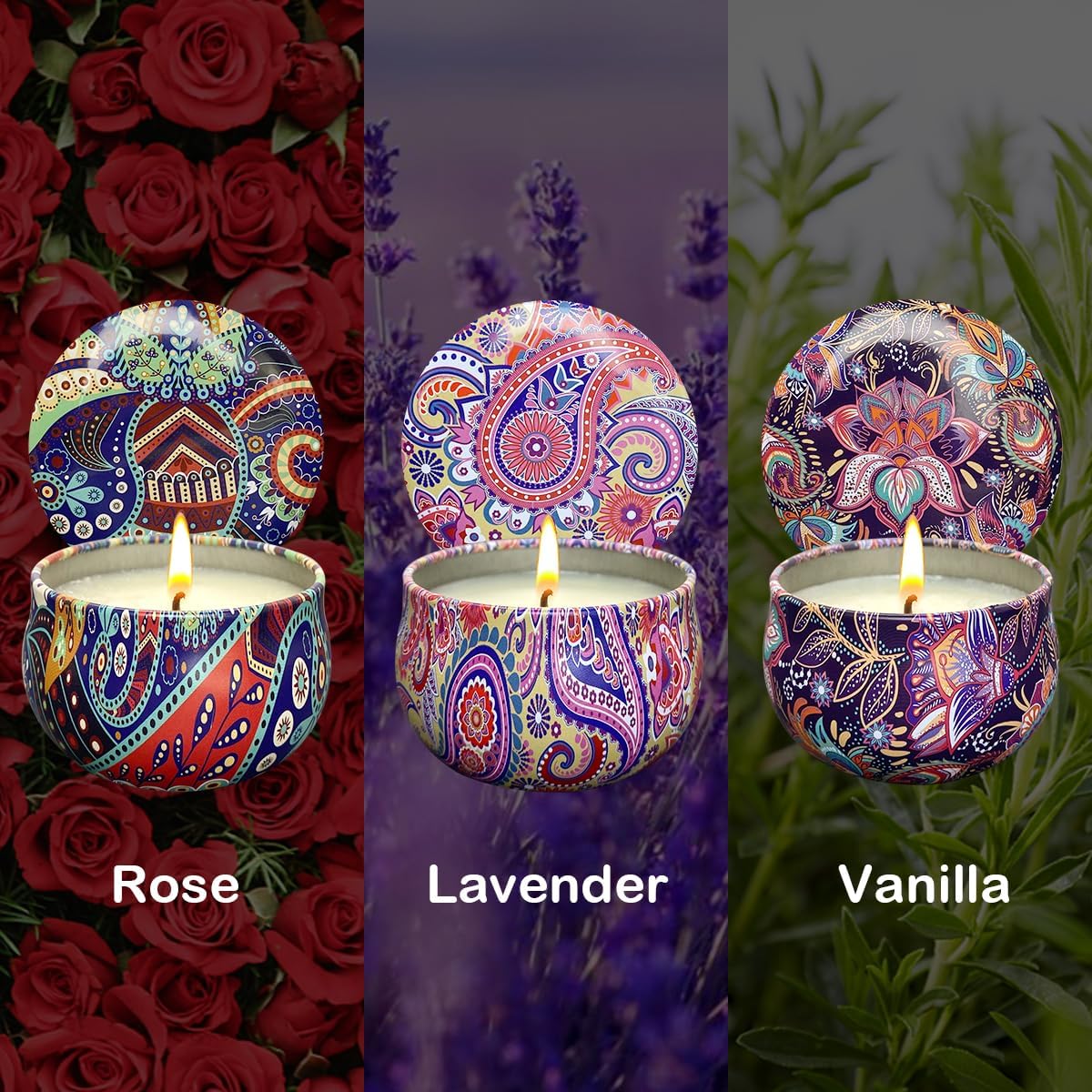 3Pack Scented Candle Set Candles for Aromatherapy Holiday Gifts for Women Soy Wax Candles for Home