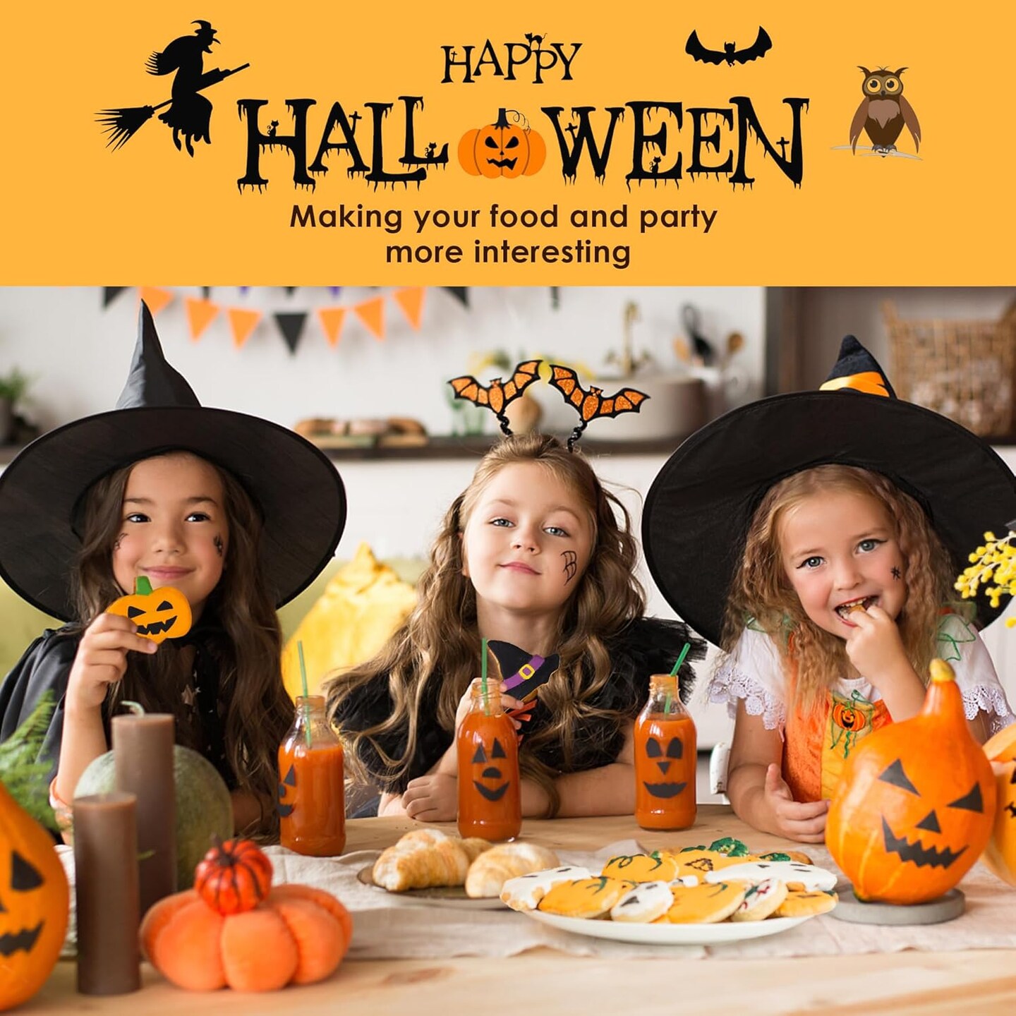 8 PCS Halloween Cookie Cutters Set, Pumpkin Bat Cat Witch Hat Ghosts Skull Coffins Cookie Cutter Biscuit Fondant Cutters for Halloween Cookie Food Party Decorations