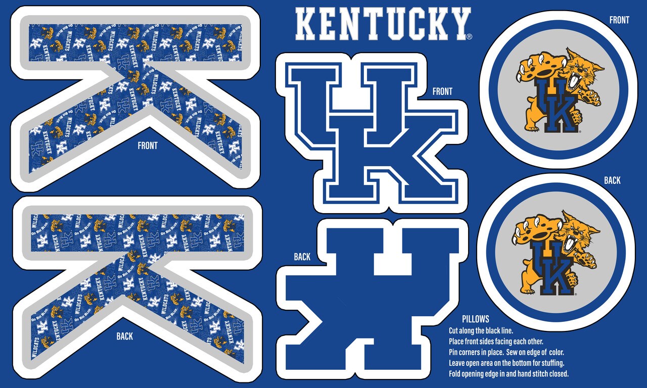 Sykel Enterprises-University of Kentucky Minky DIY Pillow Project. Cut, Sew, and Stuff-Each Panel yields 3 pillows