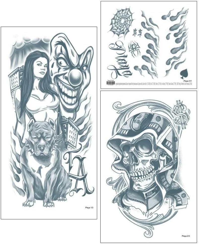 3 Piece Ultra Realistic Playa Temporary Sleeve Tattoos - Applies with just water