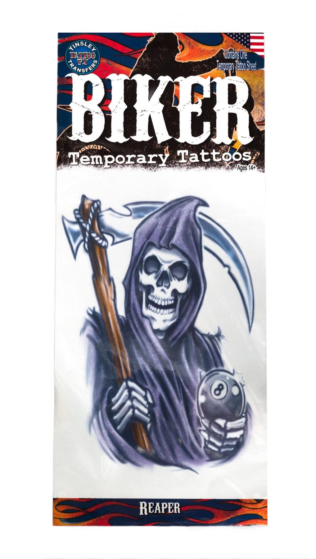 Tinsley Transfers Reaper Biker Temporary Tattoo FX