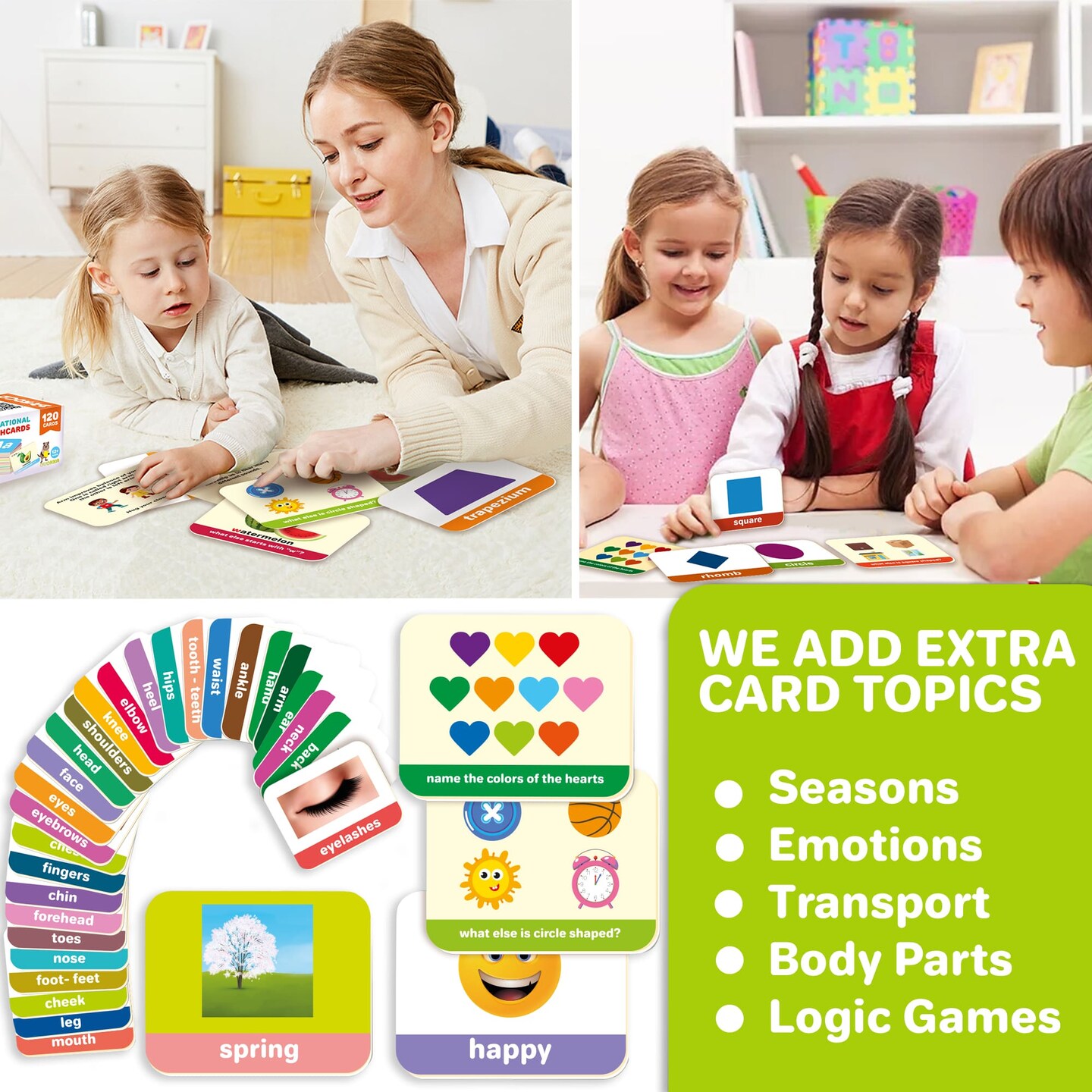 QUOKKA ABC Learning Flash Cards for Toddlers 1-3 Years - 120 Flashcards for Kids 2-4 in a Bag - Alphabet Numbers Letters Preschool Activities Ages 4-8 - Gift Speech Therapy Toys 1-3-5 yo