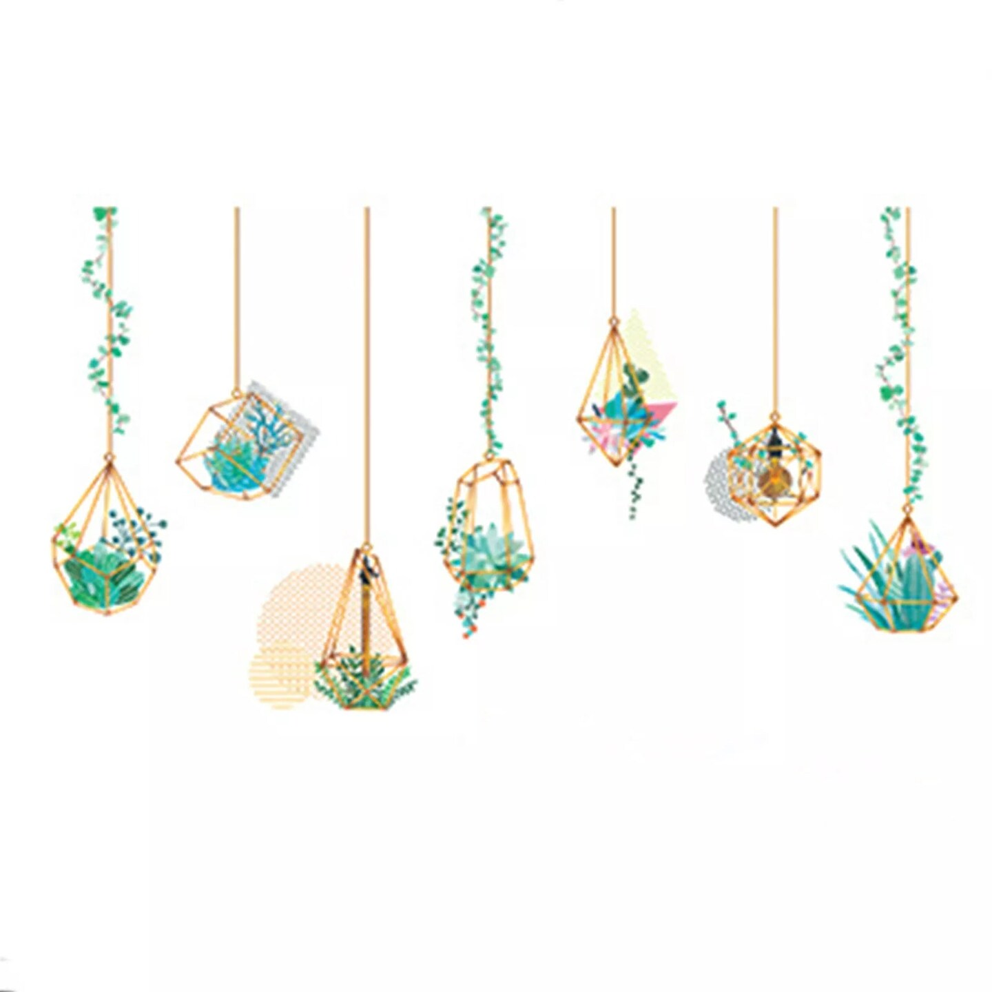 Green Wall Stickers Hanging Terrarium Plants Removable PVC Living Room Home