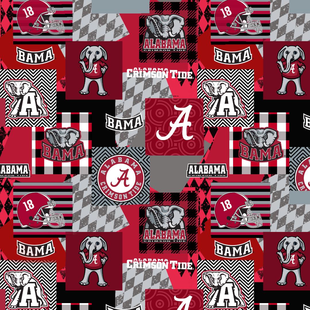 Sykel Enterprises-University of Alabama Minky Fabric with Geometric Design-Alabama Crimson Tide Minky Fleece Sold By The Yard