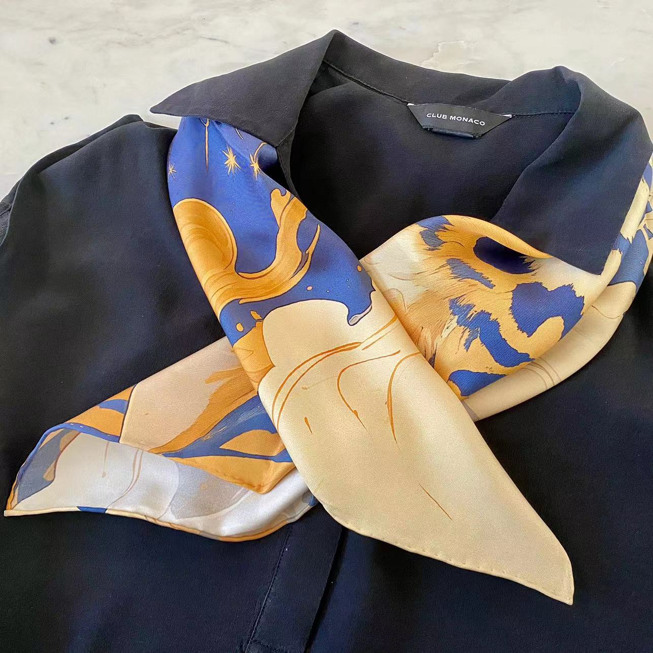 Pure Silk Square Scarf - Tiger 27 or 35 In, Mulberry Twill Silk