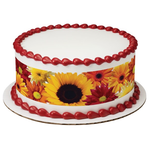 Fall Flowers Edible Cake Topper Image Strips