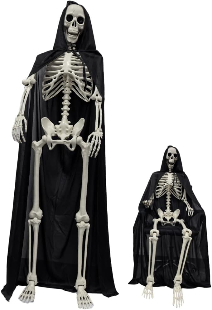 Poseable Full Size Skeleton with Black Cloak