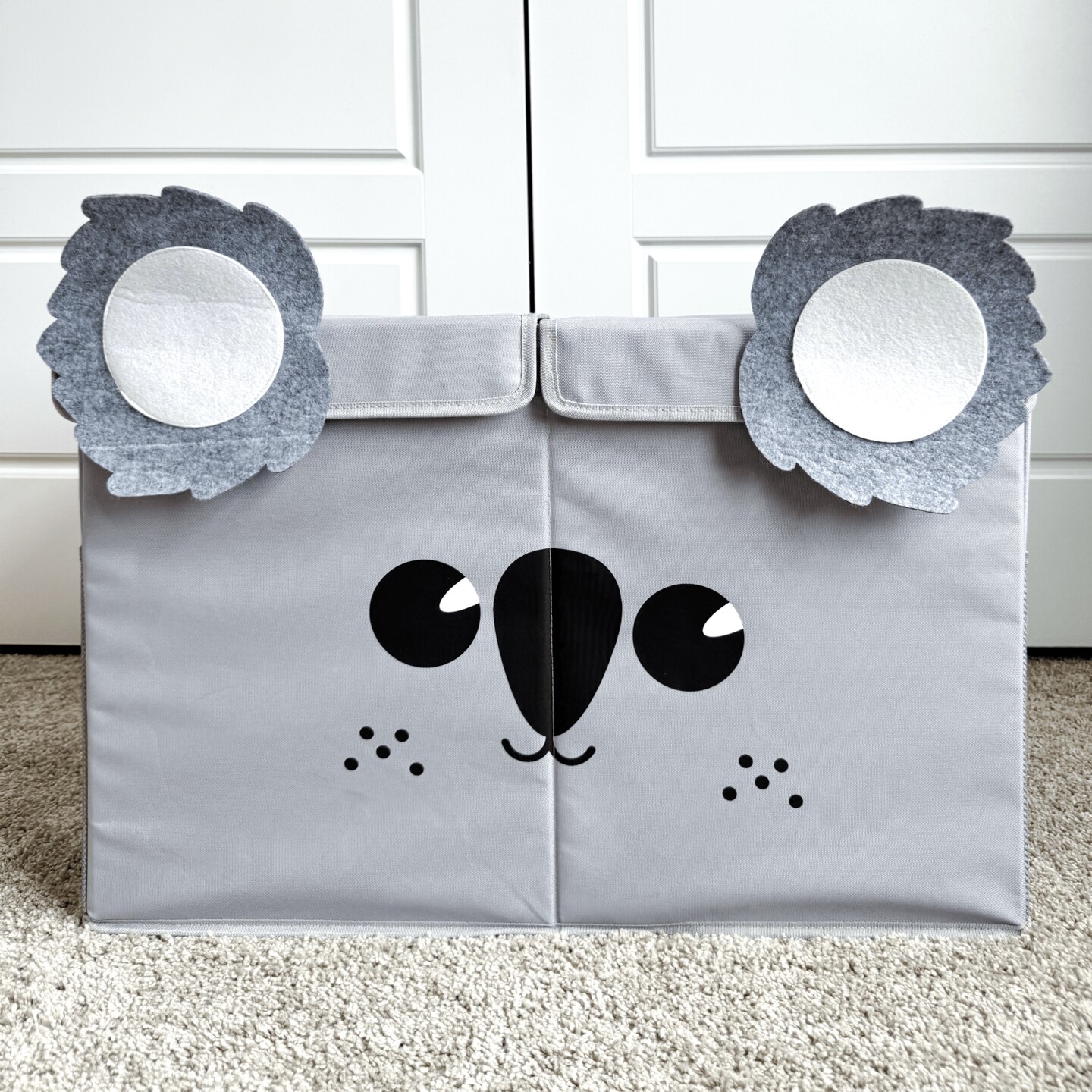 QUOKKA Toy Storage Box for Boys and Girls - 24.8x16.1x13In Koala Toy Chest Organizer for Kids - | Collapsible | Handles | Flip-Top Lids | - Fabric Foldable Bin for Playroom - Nursery Room Organization