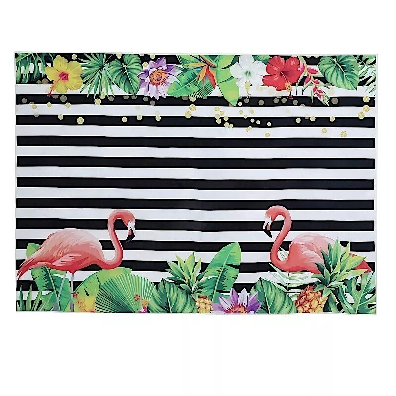 5x7 ft Stripes Flamingo Vinyl Photo Backdrop Banner Party Decorations