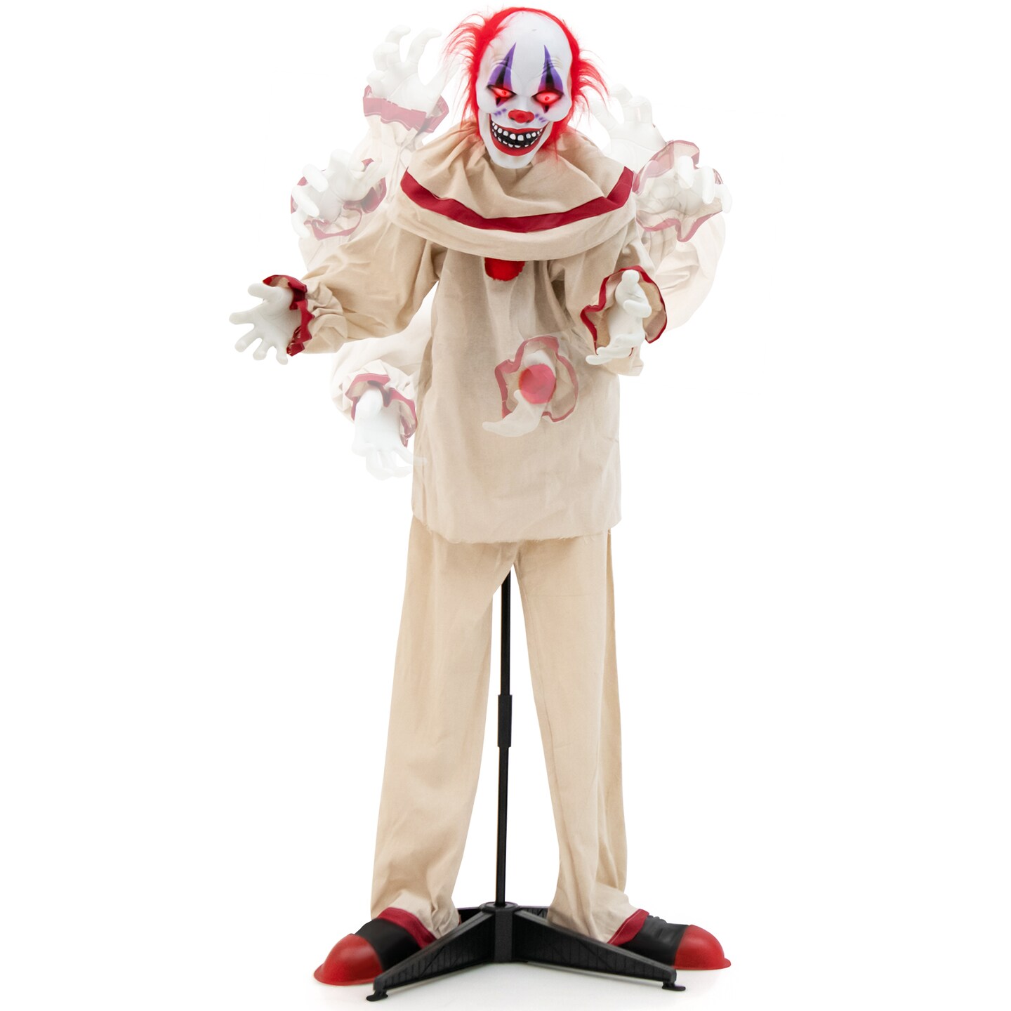 5 Ft Grins Animatronic Killer Clown Halloween Decoration With 