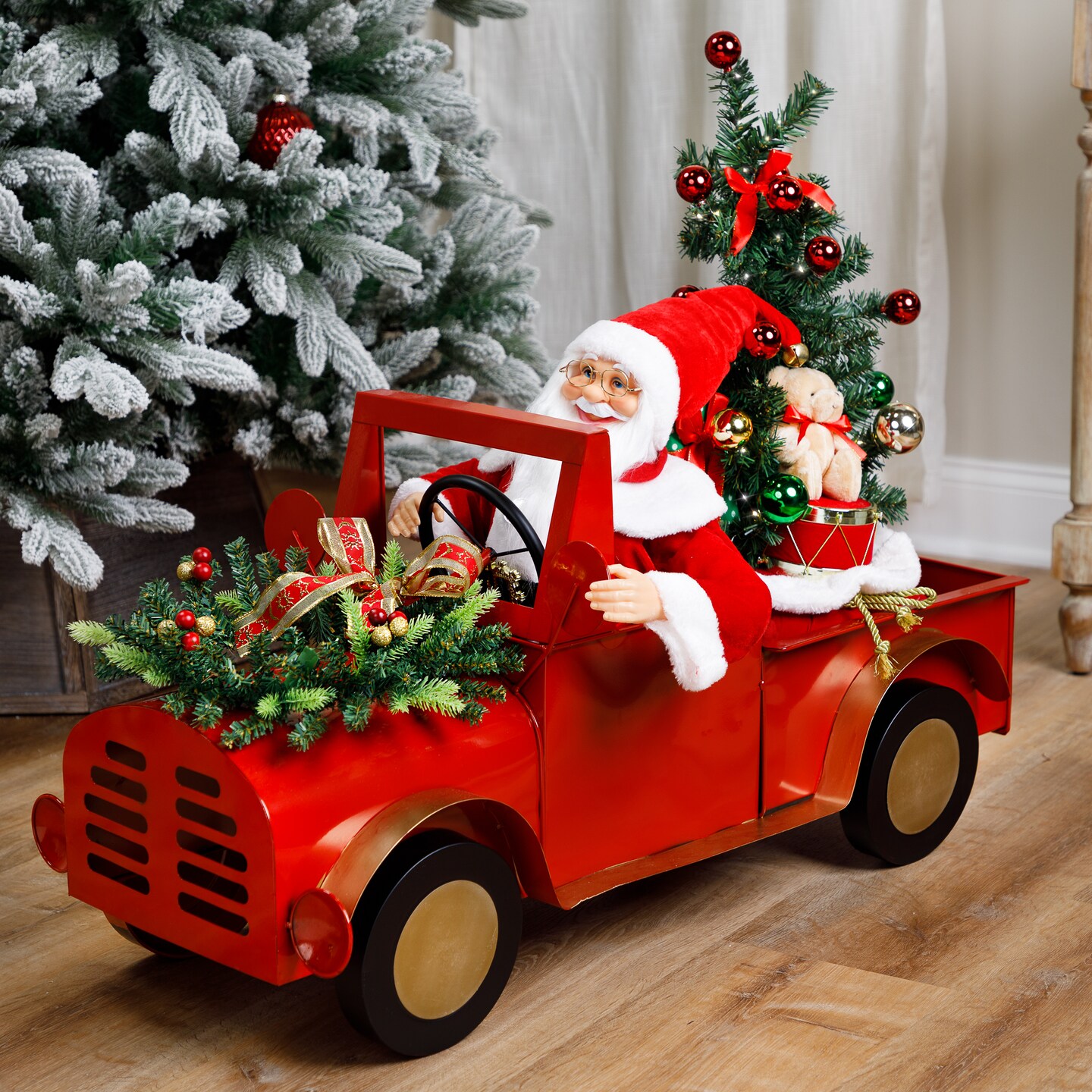 Northlight Animated and Musical Santa Driving Vintage Truck Christmas Decoration - 36.5&#x22;