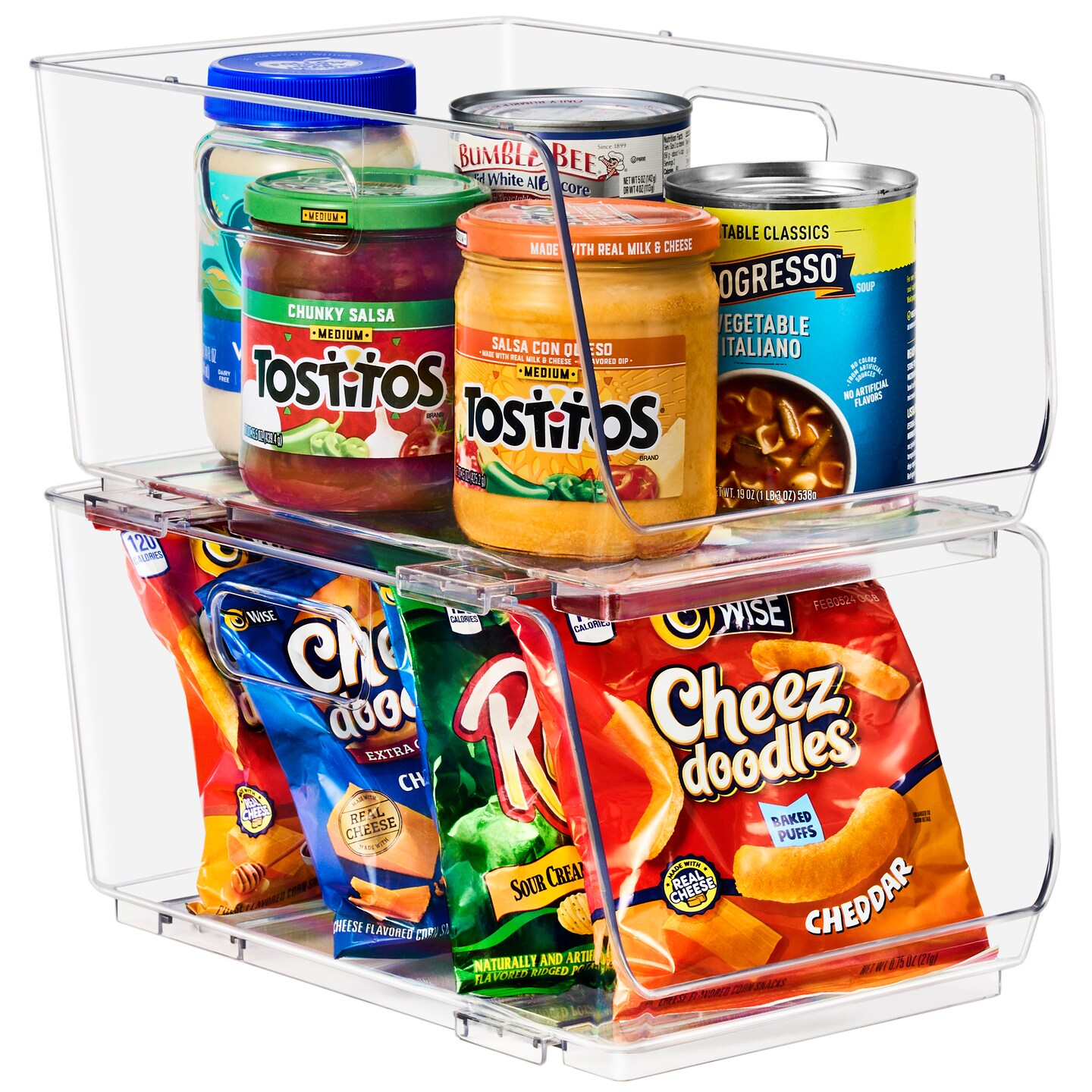 Sorbus Medium 2 Pack Stackable Storage Bins Open Front - Clear Pantry Bins for Storage and Organization