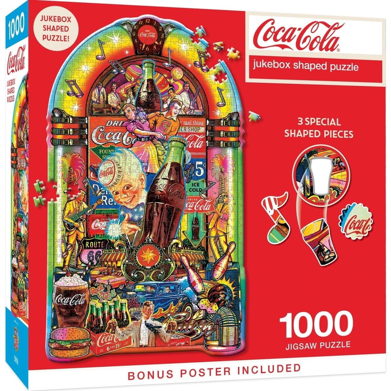 Coca-Cola Jukebox 1000 Piece Shaped Jigsaw Puzzle Recycled Material Retro Design
