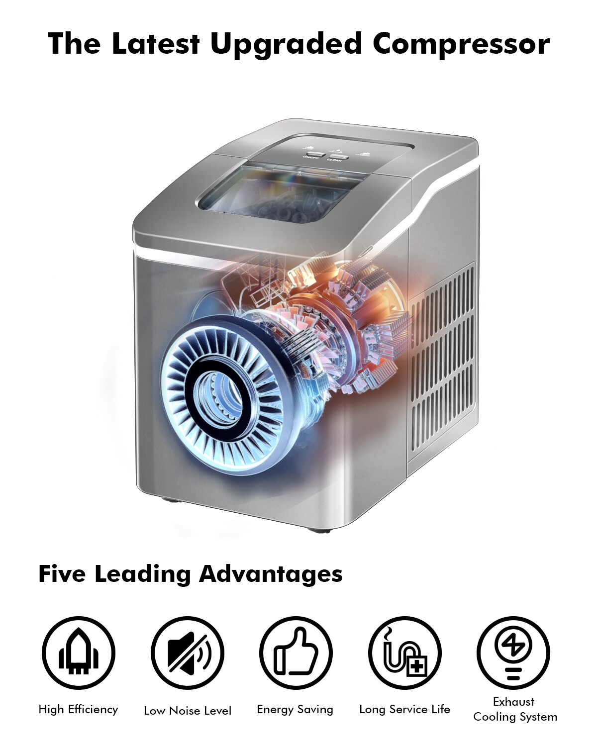 Compact and Portable Countertop Ice Maker Machine with Scoop