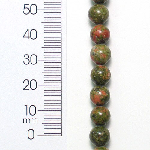 Round Unakite Beads - 8mm - 8&#x22; Strand
