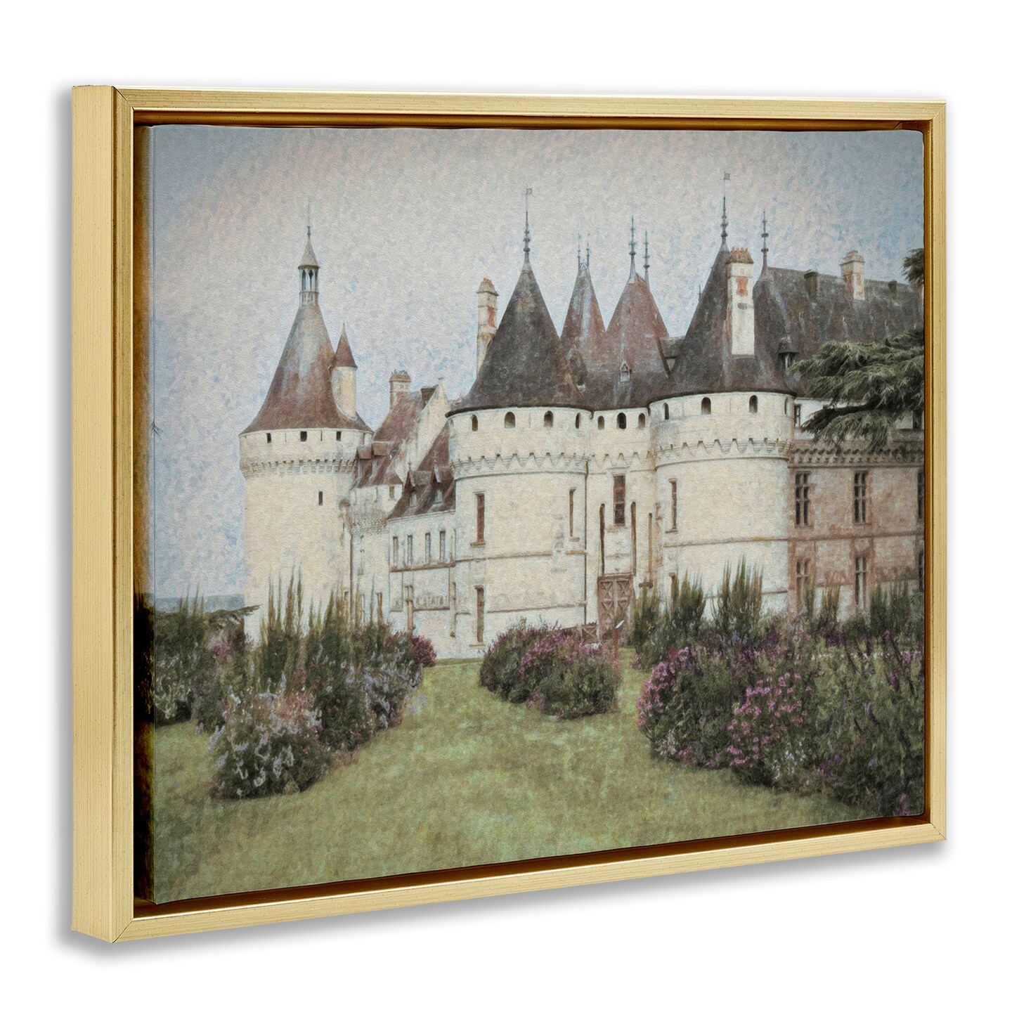 Stupell Industries French Castle Landmark Framed Floater Canvas Wall Art Design by Graffi*tee Studios