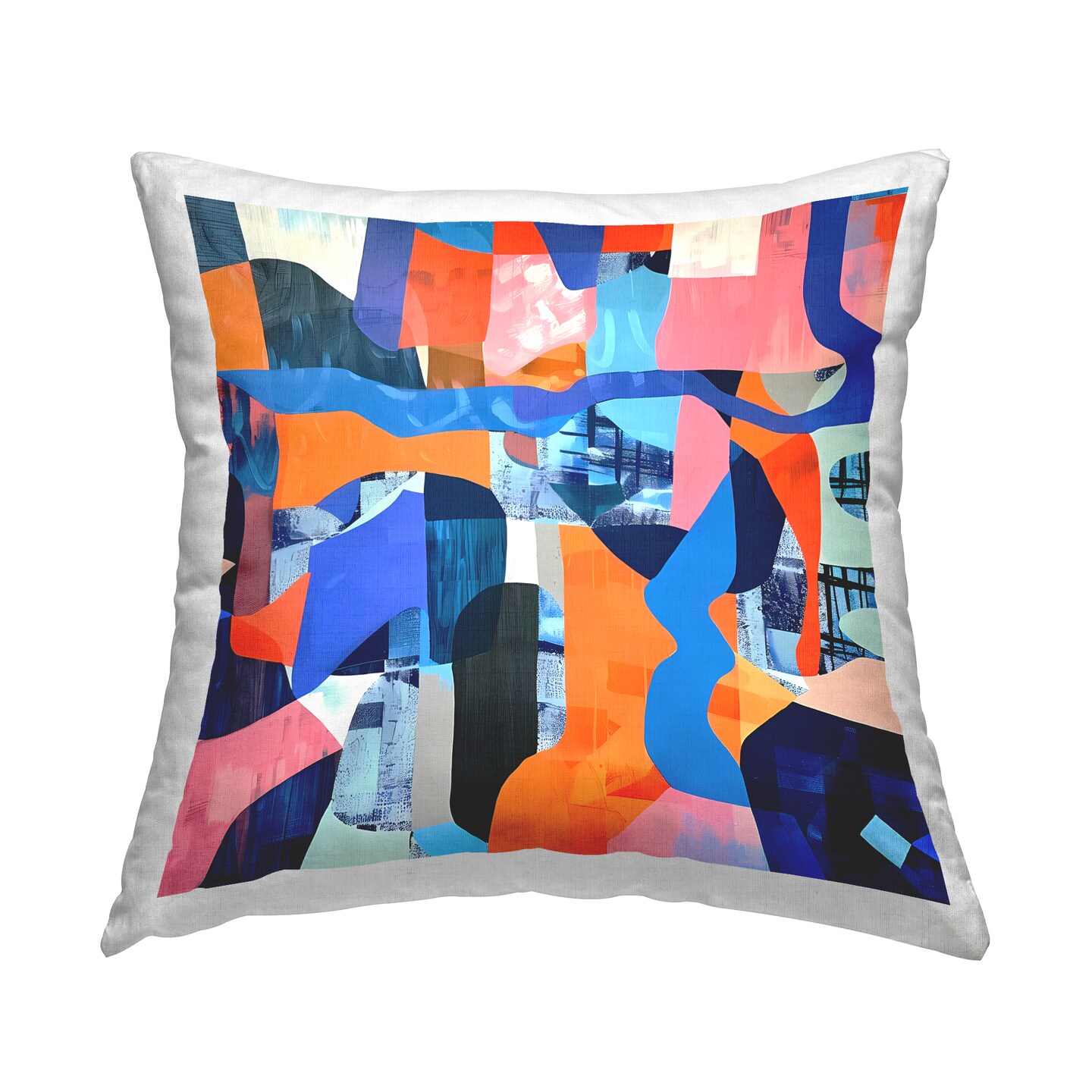 Wavy Woven Shapes Collage Decorative Printed Throw Pillow Design by Walker Noble, 18 x 7 x 18
