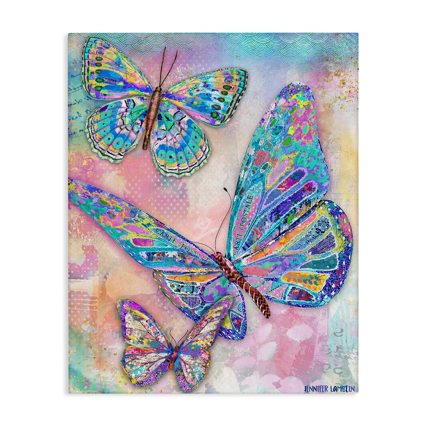 Stupell Industries Rustic Glam Butterflies Canvas Wall Art Design by Jennifer Lambein