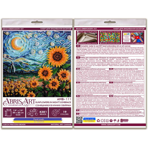Bead embroidery kit - Sunflowers in night&#x27;s embrace