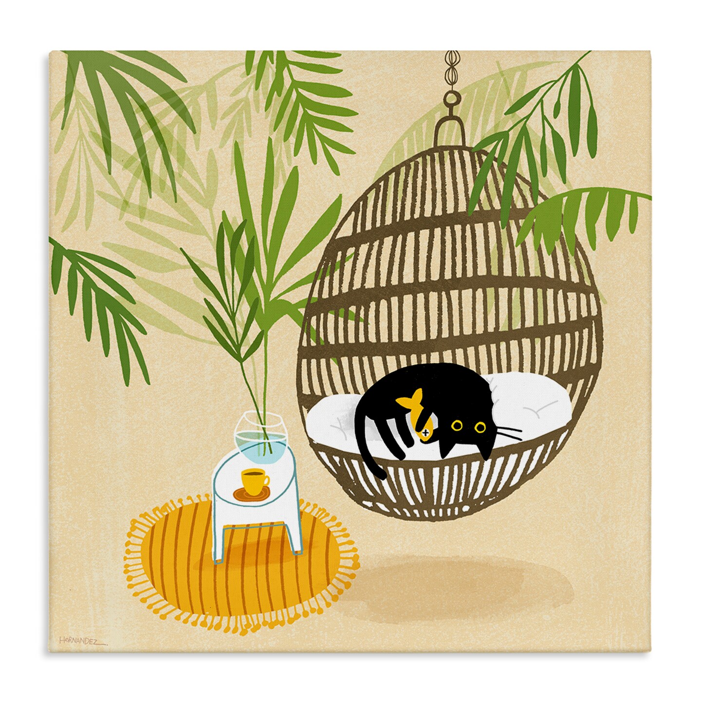 Stupell Industries Sleepy Cats on Porch Swing Canvas Wall Art Design by Leeza Hernandez