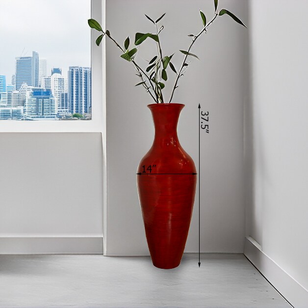 Uniquewise Tall Floor Vase, 37 Inch Bamboo Vase, Modern Vase for Dining, Living Room, Entryway, Large Flower Holder, Classic Floor Vase for Home Decor