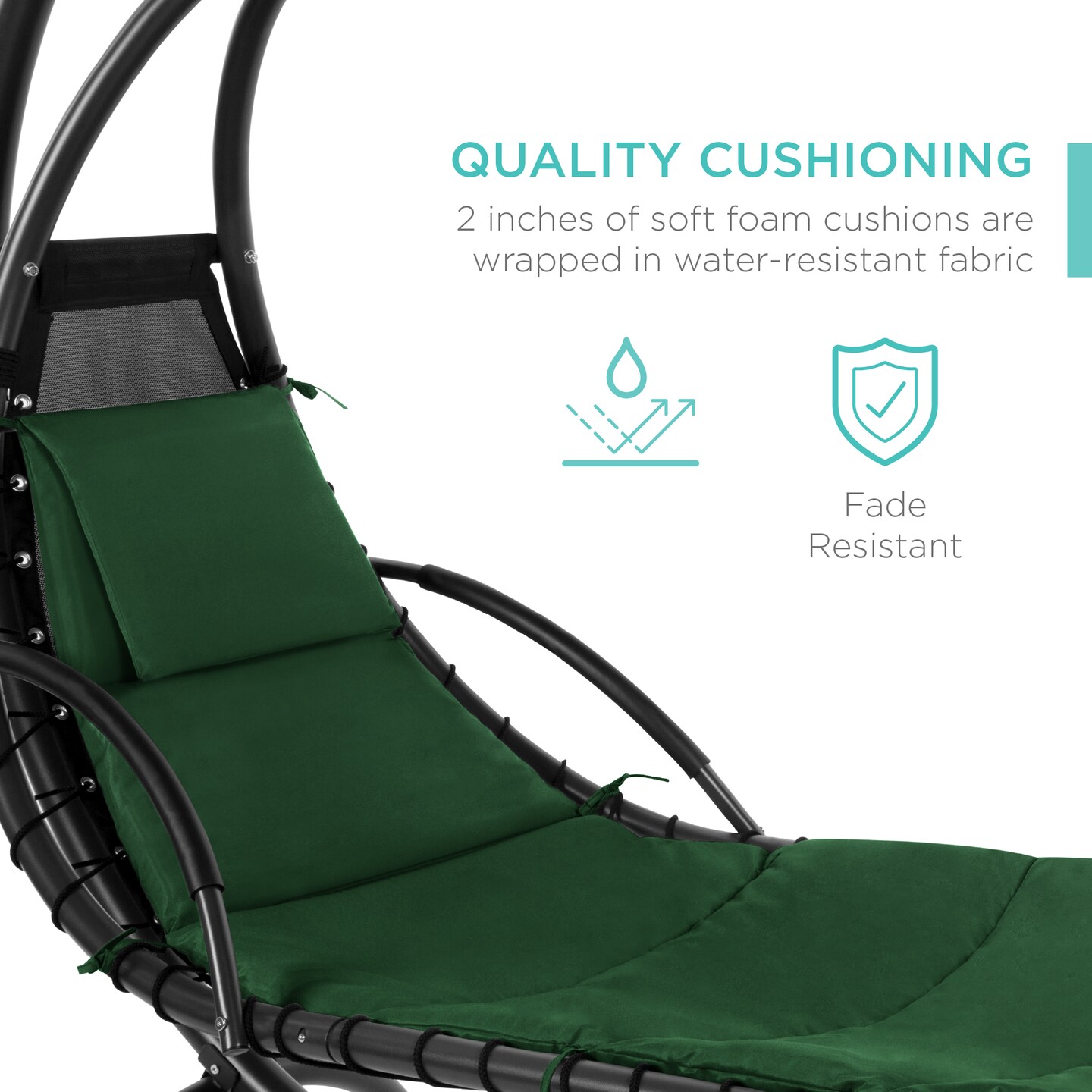 Best Choice Products Hanging Curved Chaise Lounge Chair Swing for Backyard, Patio w/ Pillow, Shade, Stand