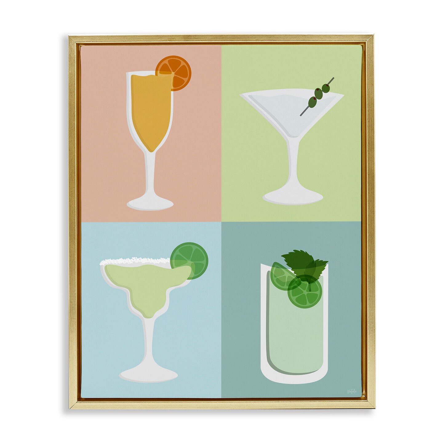 Stupell Industries Pastel Bar Cocktails Framed Floater Canvas Wall Art Design by Natalie Carpentieri