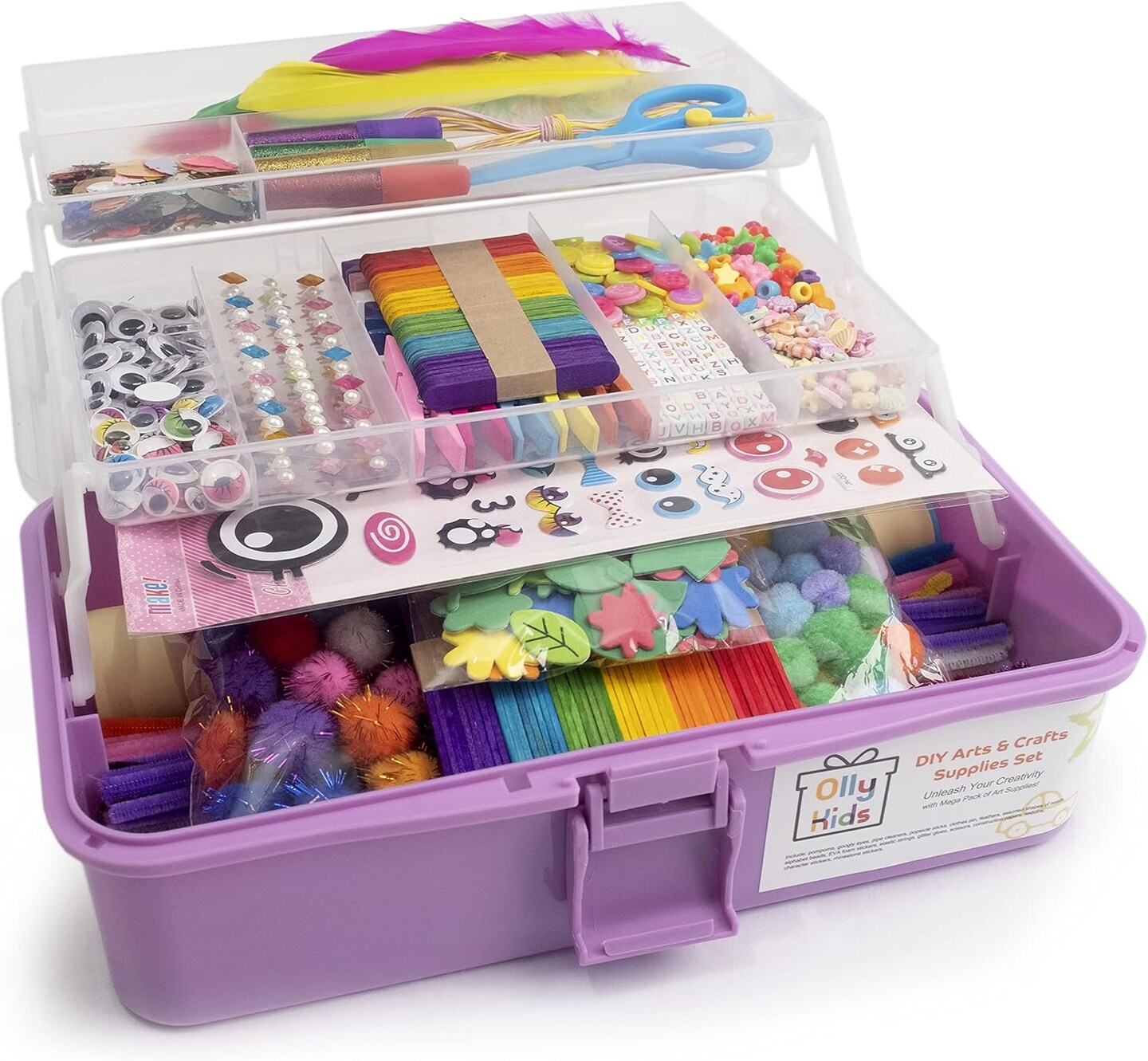 Arts and Crafts Supplies Set- 1000+ Pieces Giftable Craft Box for Kids: DIY Craft Supplies for Toddlers, School Project, and Homeschool