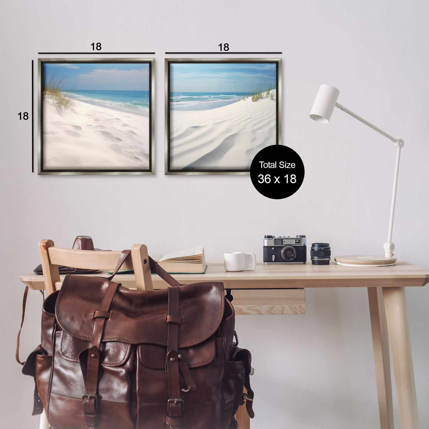 Stupell Industries Serene Beach Sand Dune 2 pc Framed Floater Canvas Wall Art Set Design by Lazar Studio
