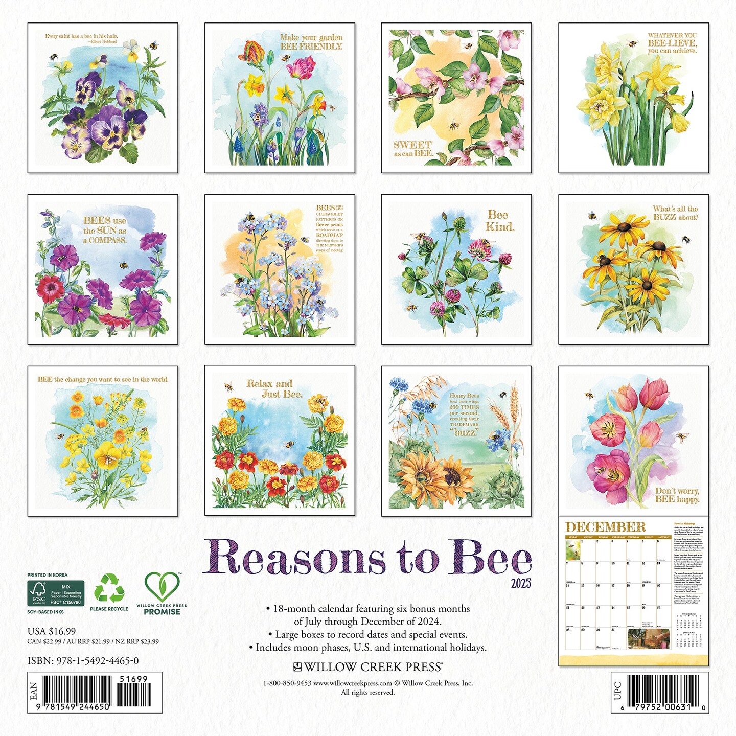 Reasons to Bee 2025 Wall Calendar