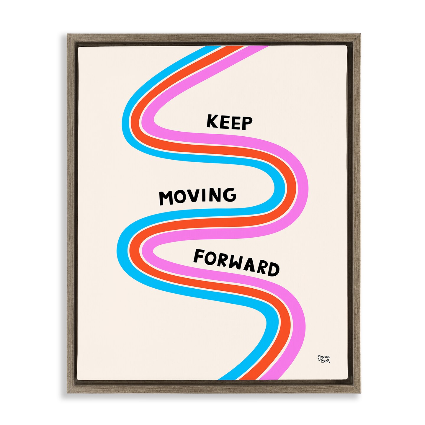Stupell Industries Keep Moving Forward Framed Floater Canvas Wall Art Design by Jessica Beck
