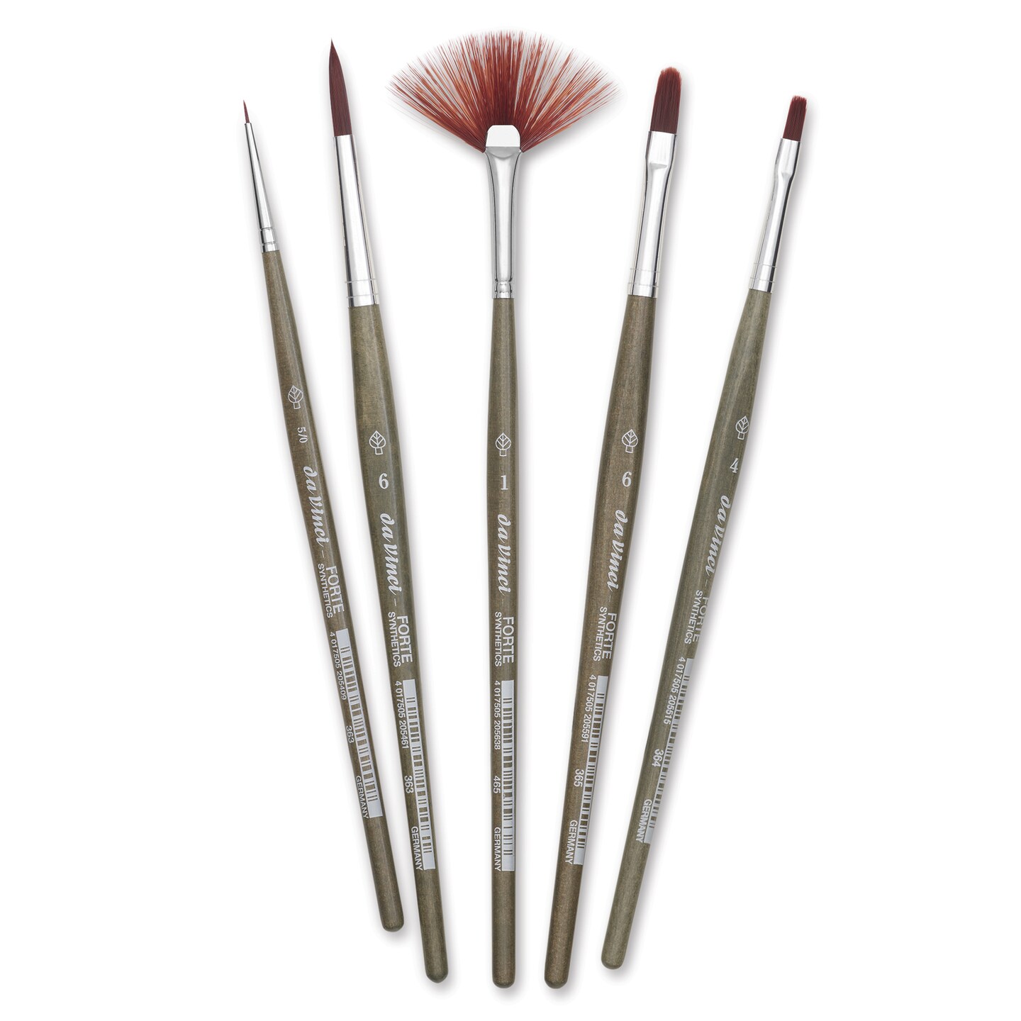 Da Vinci Forte Synthetic Brushes - Set of 5, Short Handle, Set 5008