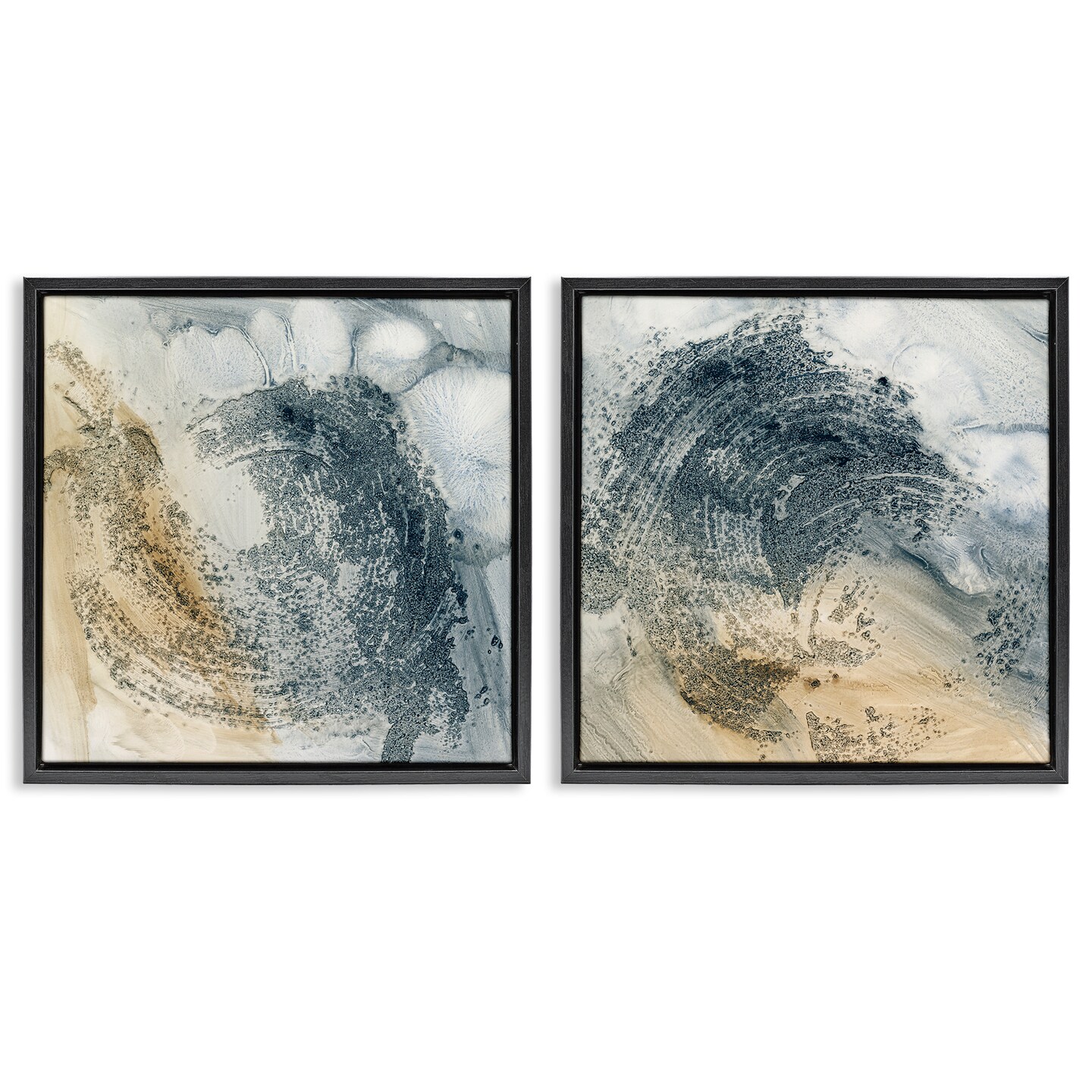 Stupell Industries Abstract Beige Blue Wave 2 pc Framed Floater Canvas Wall Art Set Design by Ethan Harper