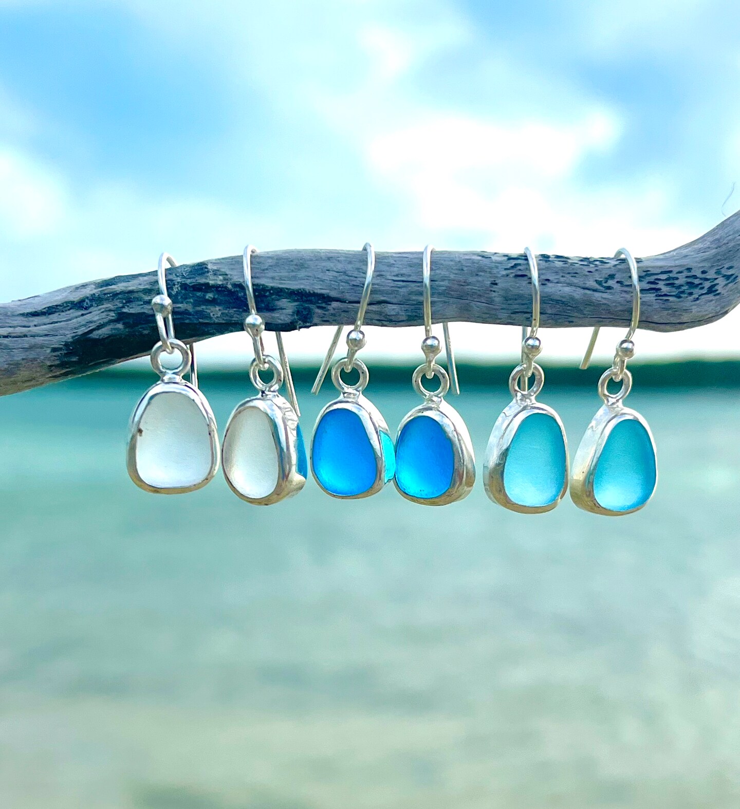Sea Glass Drop Bezel Earrings Sterling Silver Beach Glass Earrings Mermaid Earrings Ocean Earrings Sea Glass Jewelry Sea Glass MakerPlace by Michaels