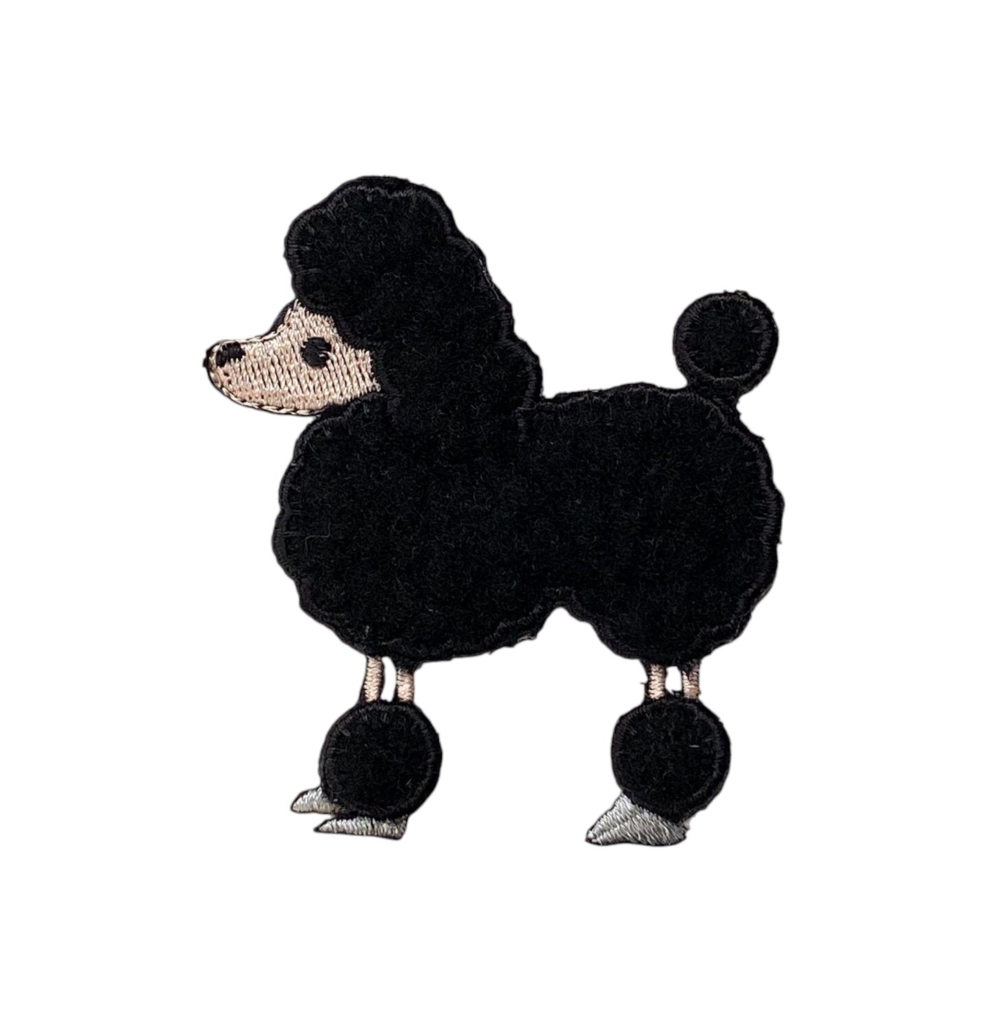 Black Chenille Poodle, Facing Left, Dogs, Pets, Embroidered, Iron on Patch