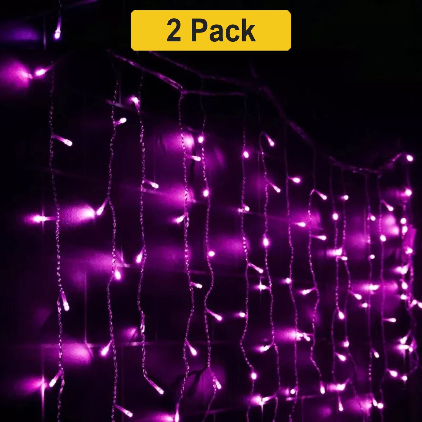 300 LED Window Curtain String Lights — 8 Modes, 12 Strands, Clear Cable