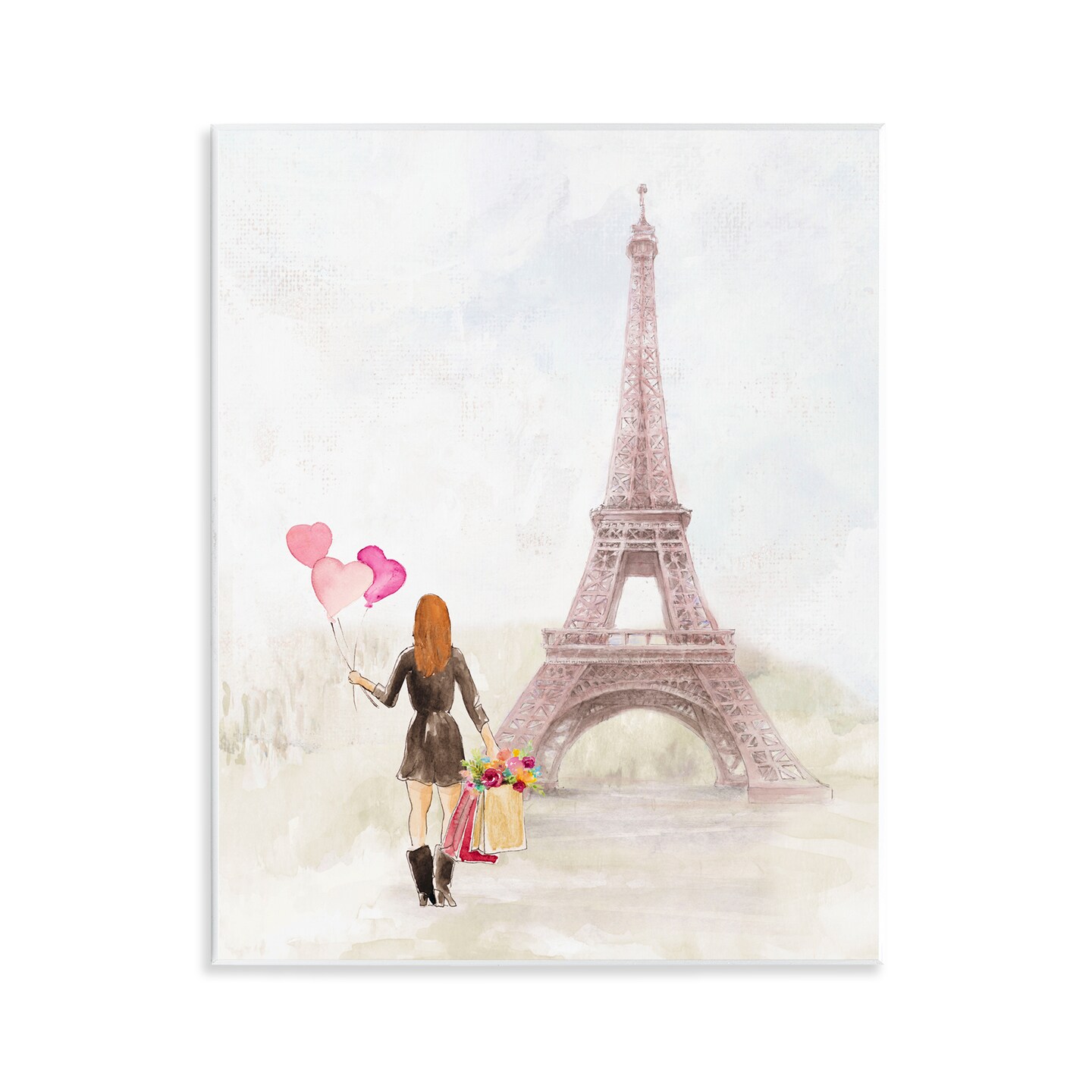 Stupell Industries Eiffel Tower & Heart Balloons Wall Plaque Art Design by Lanie Loreth