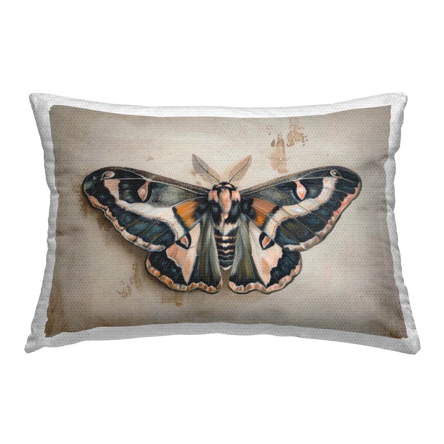 Dark Winged Moth Outdoor Printed Pillow Design by Petal Prints Design, 14 x 7 x 20