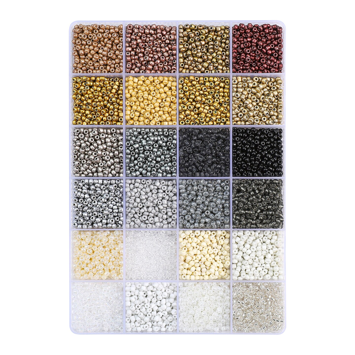 John Bead 12500pcs Assorted 24 Colors Glass Seed Beads 8/0 Jewelry Making Bead Box