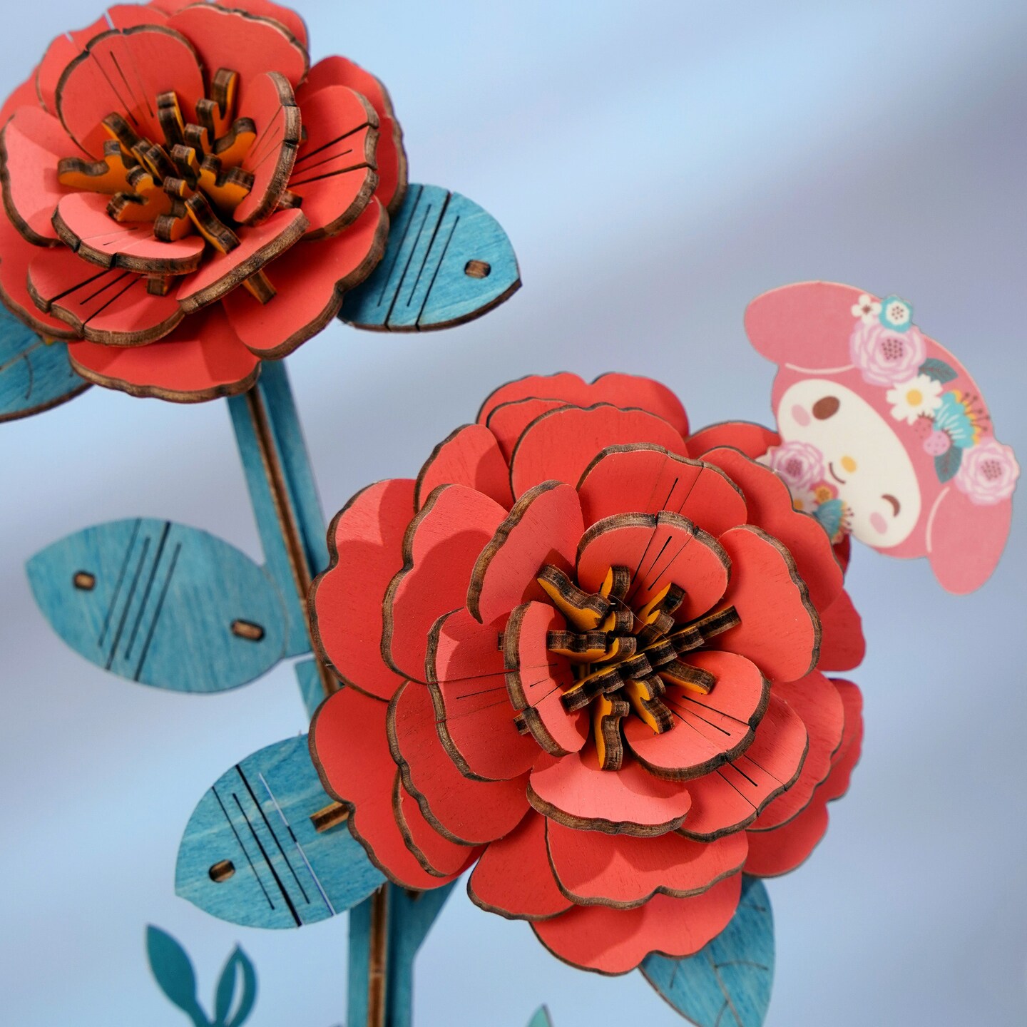 Hello Kitty&#xAE; and Friends My Melody Red Camellia - 3D Wooden Flower Puzzle