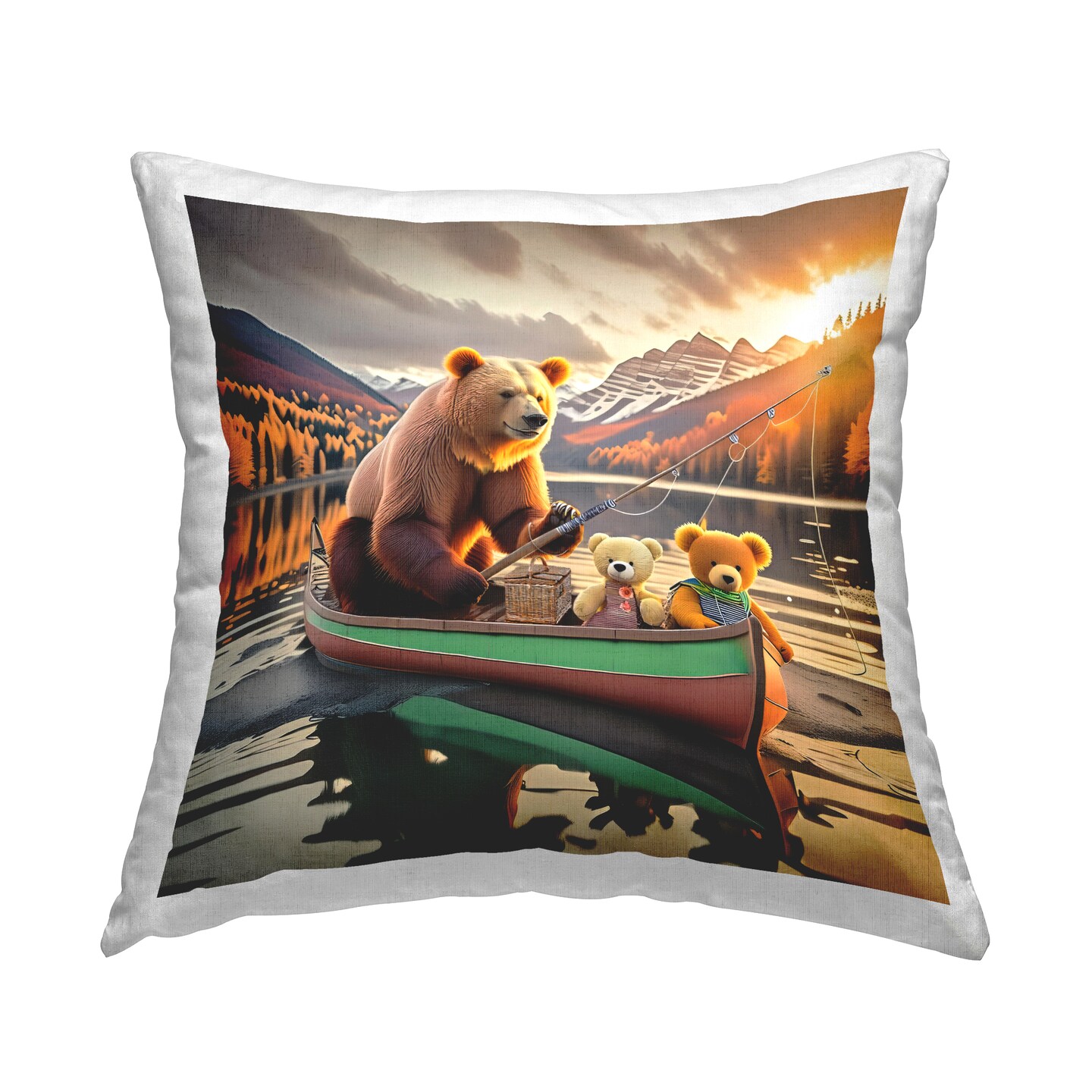 Bear & Friends on Boat Decorative Printed Throw Pillow Design by Alina Georgescu, 18 x 7 x 18