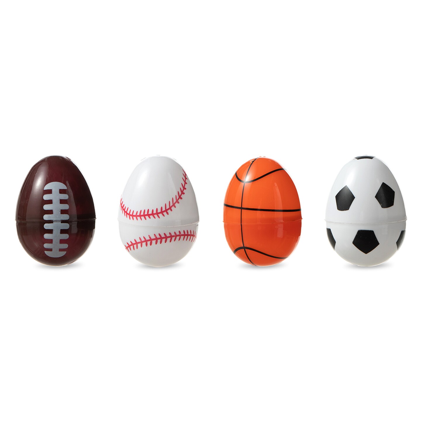 48PK 2.25&#x22;H Easter Plastic Fillable Sports Eggs, 12 of Each (Basketball, Football, Baseball, Soccer)