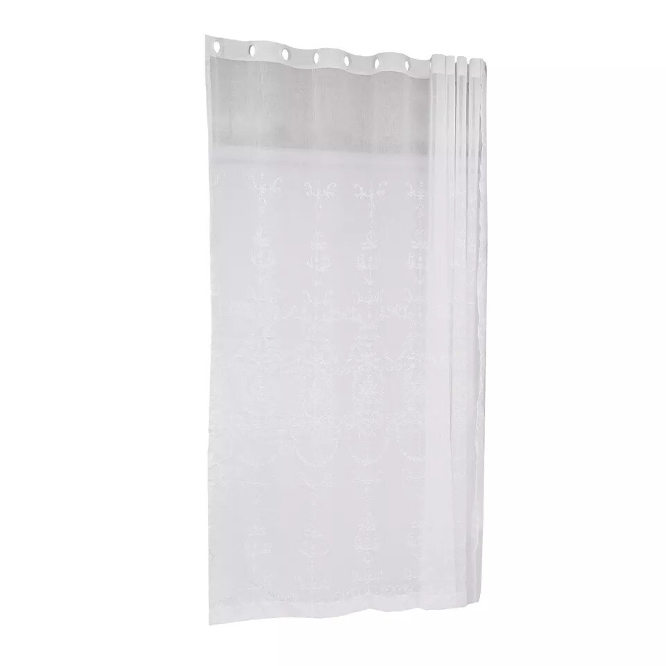 1 Pair White Knitted Floral Lace Curtains Living Room Curtains Drape 108" x 100"